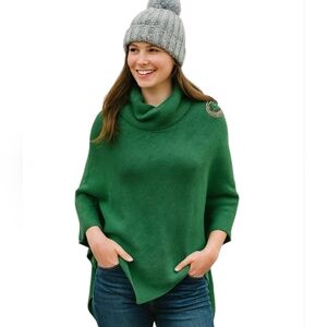 Green Bay Packers NFL Green Crystal Bling soft Knit Poncho One-size Sweater S/L